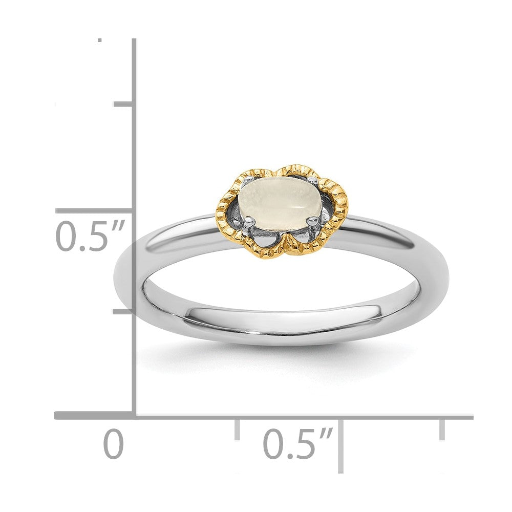 14K/silver Bicolor Sterlingsilber & 14K Stapelbar Expressions Moonstone Poliert Ring