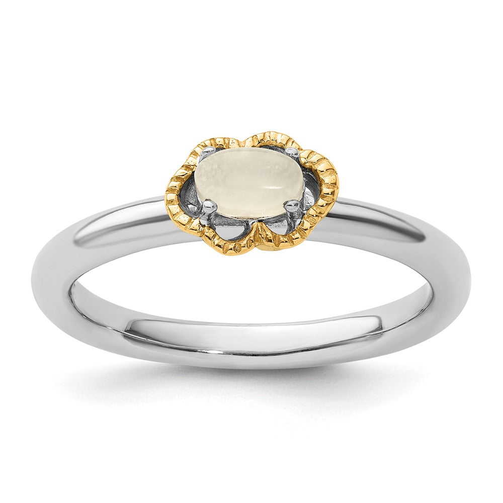 14K/silver Bicolor Sterlingsilber & 14K Stapelbar Expressions Moonstone Poliert Ring