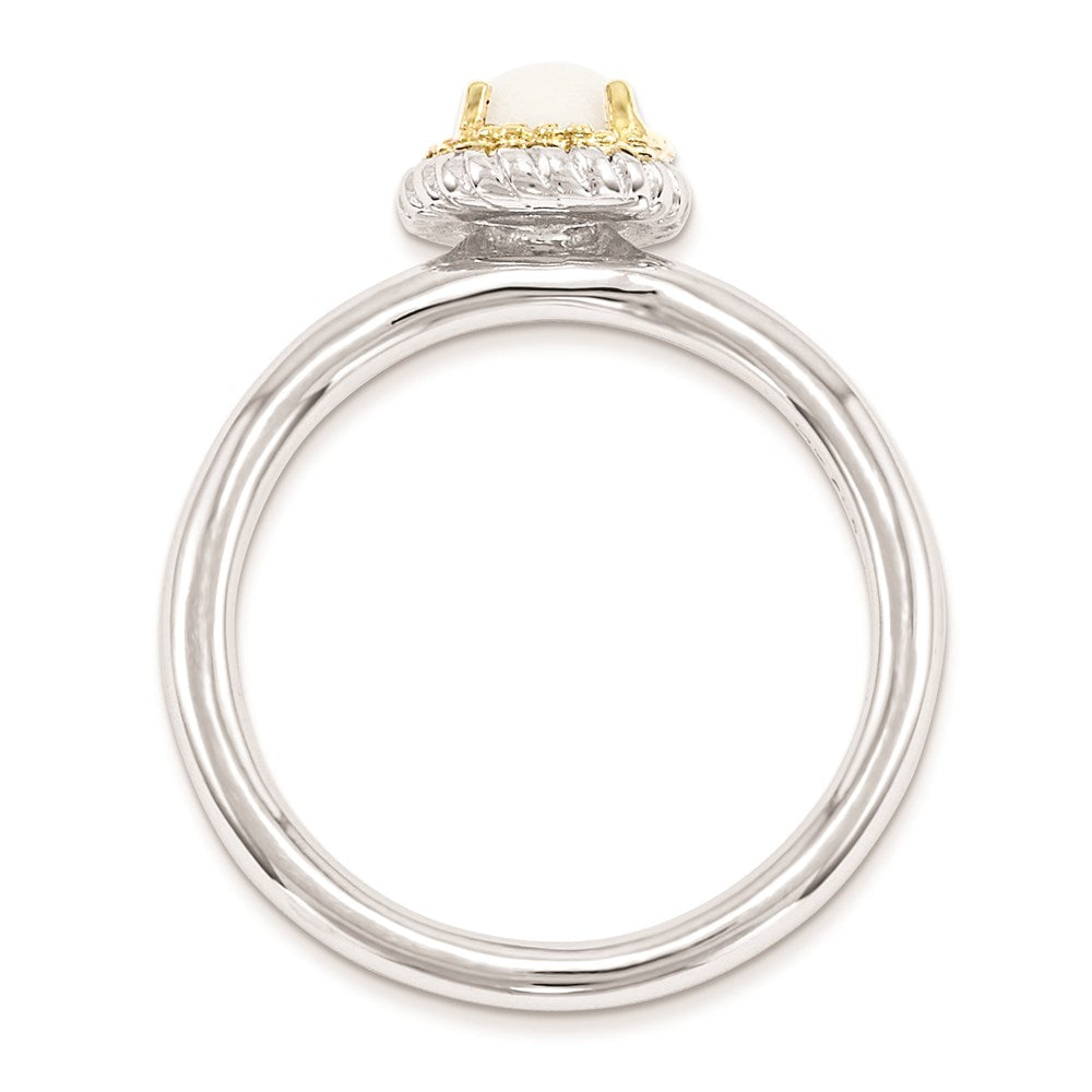 14K/silver Bicolor Sterlingsilber & 14K Stapelbar Expressions Weiß Achat Poliert Ring