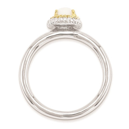 14K/silver Bicolor Sterlingsilber & 14K Stapelbar Expressions Weiß Achat Poliert Ring