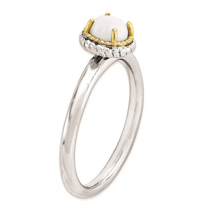 14K/silver Bicolor Sterlingsilber & 14K Stapelbar Expressions Weiß Achat Poliert Ring