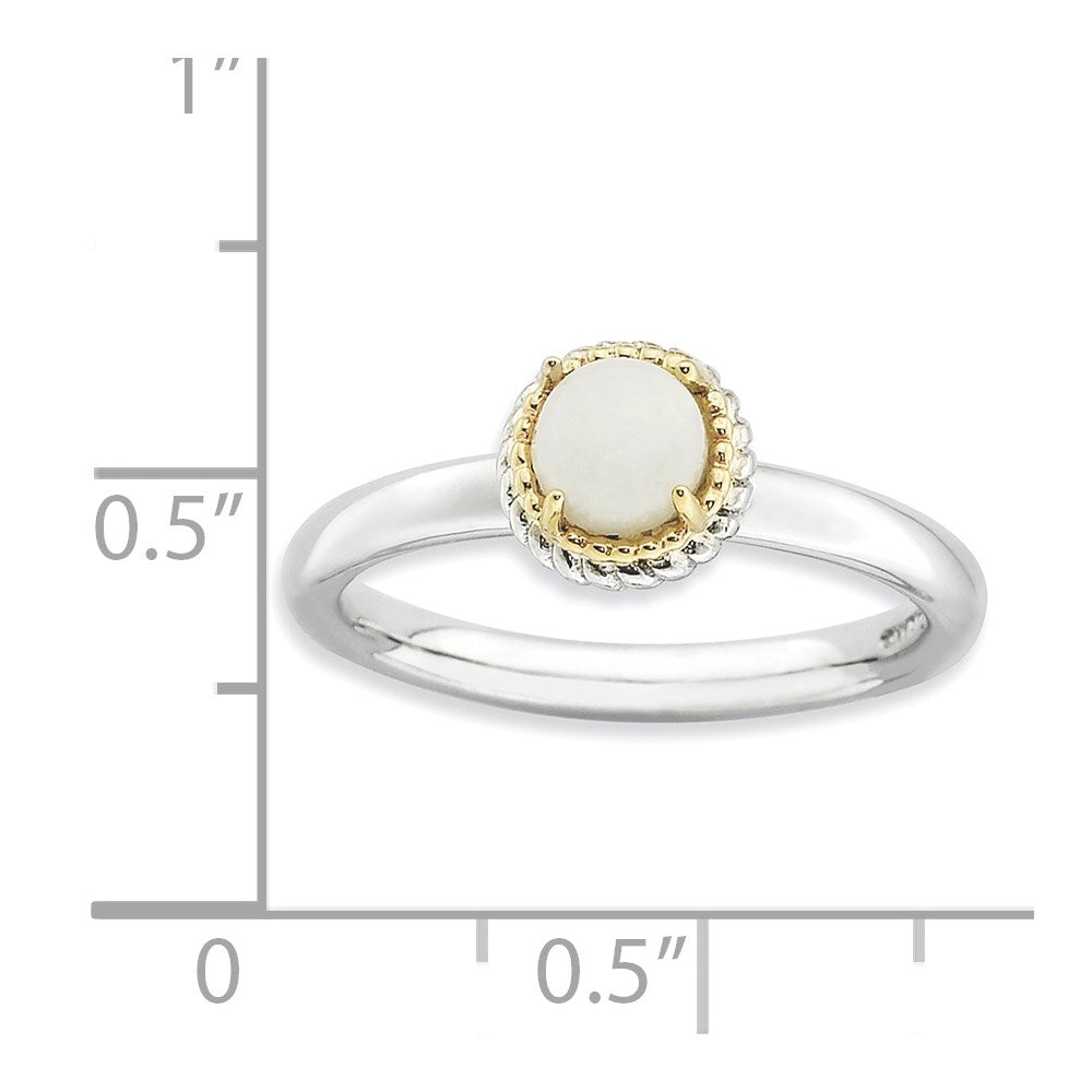14K/silver Bicolor Sterlingsilber & 14K Stapelbar Expressions Weiß Achat Poliert Ring