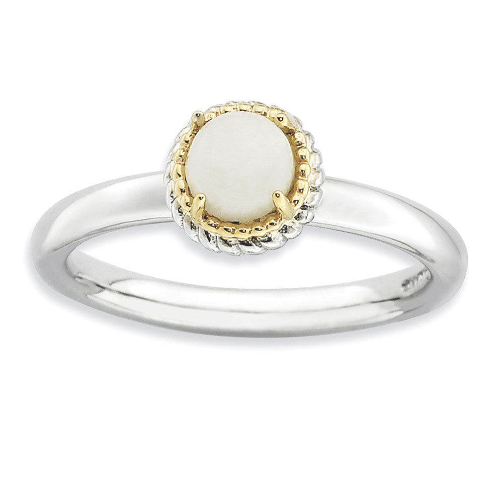 14K/silver Bicolor Sterlingsilber & 14K Stapelbar Expressions Weiß Achat Poliert Ring