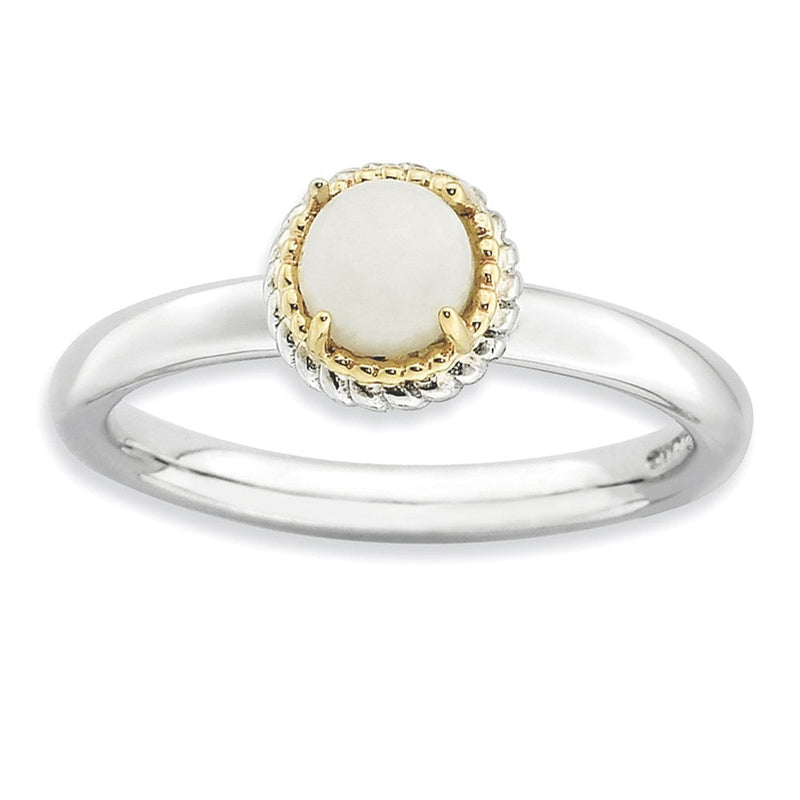 14K/silver Bicolor Sterlingsilber & 14K Stapelbar Expressions Weiß Achat Poliert Ring