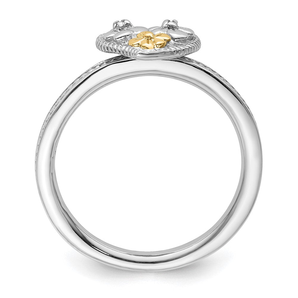 14K/silver Bicolor Sterlingsilber & 14K Stapelbar Expressions Diamant Herz Ring