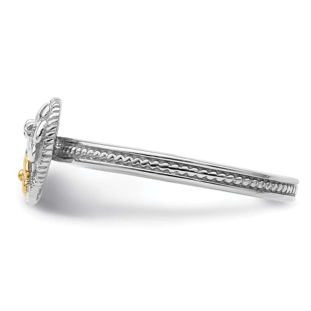 14K/silver Bicolor Sterlingsilber & 14K Stapelbar Expressions Diamant Herz Ring