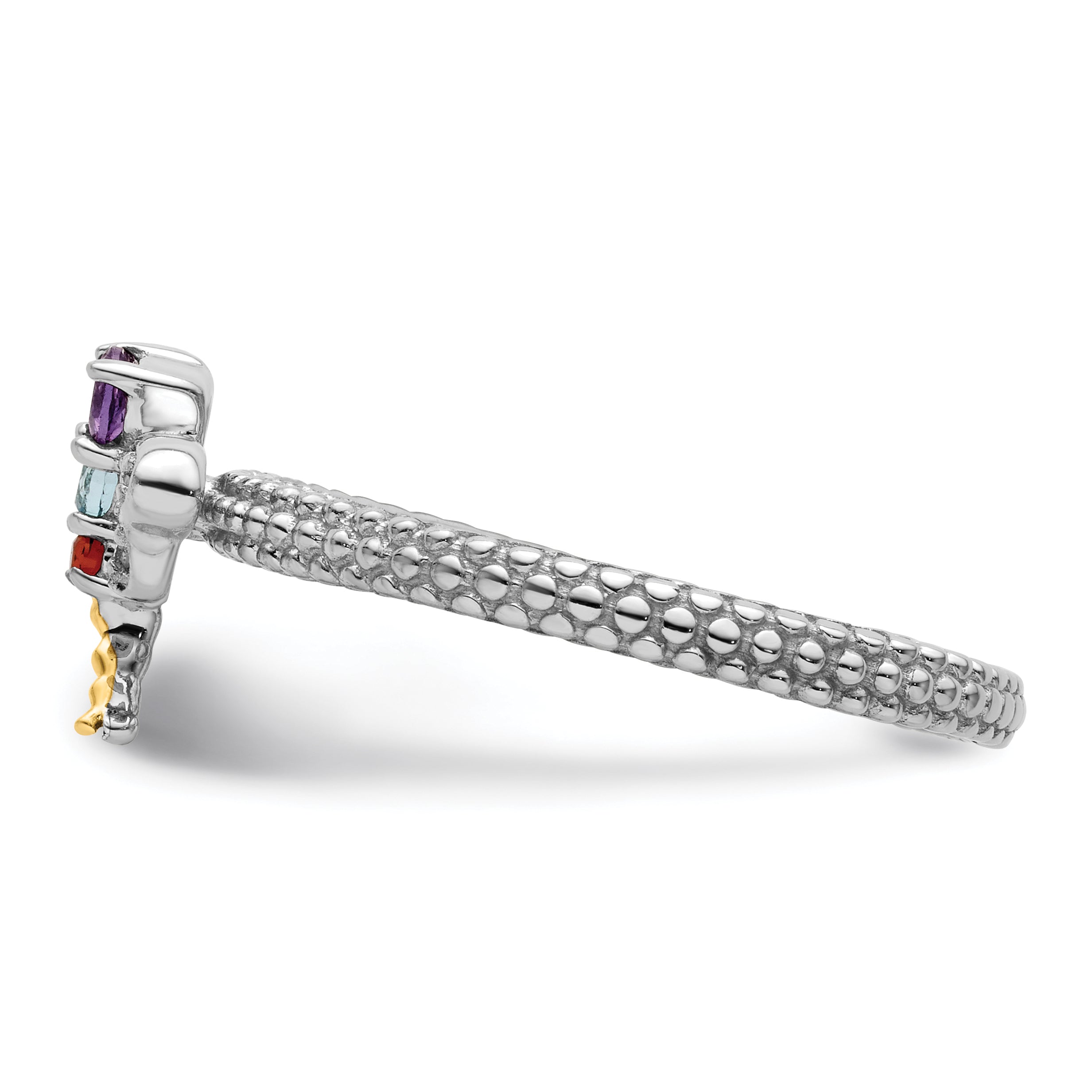 14K/silver Bicolor Sterlingsilber &14K Stapelbar Expressions Edelstein & Diamant Libelle Ring