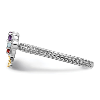 14K/silver Bicolor Sterlingsilber &14K Stapelbar Expressions Edelstein & Diamant Libelle Ring