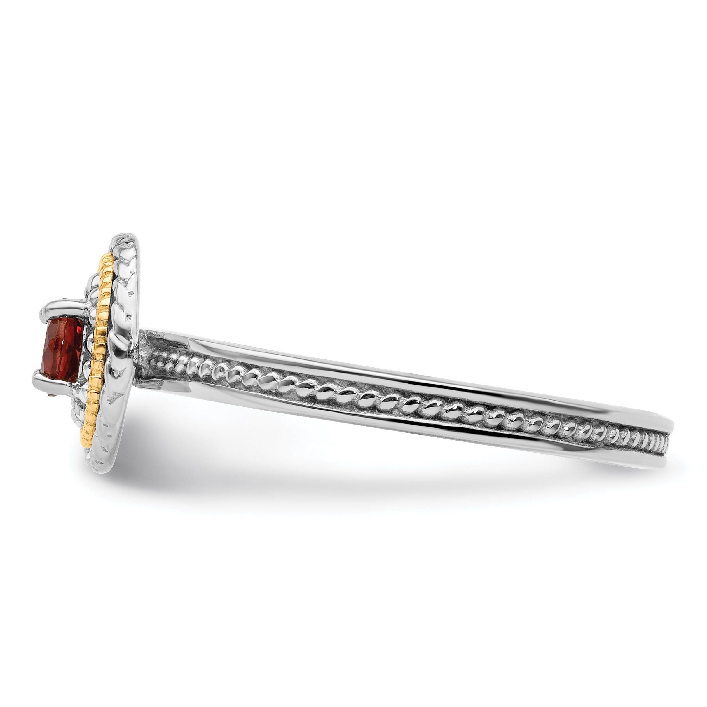 14K/silver Bicolor Sterlingsilber & 14K Stapelbar Expressions Granat Ring