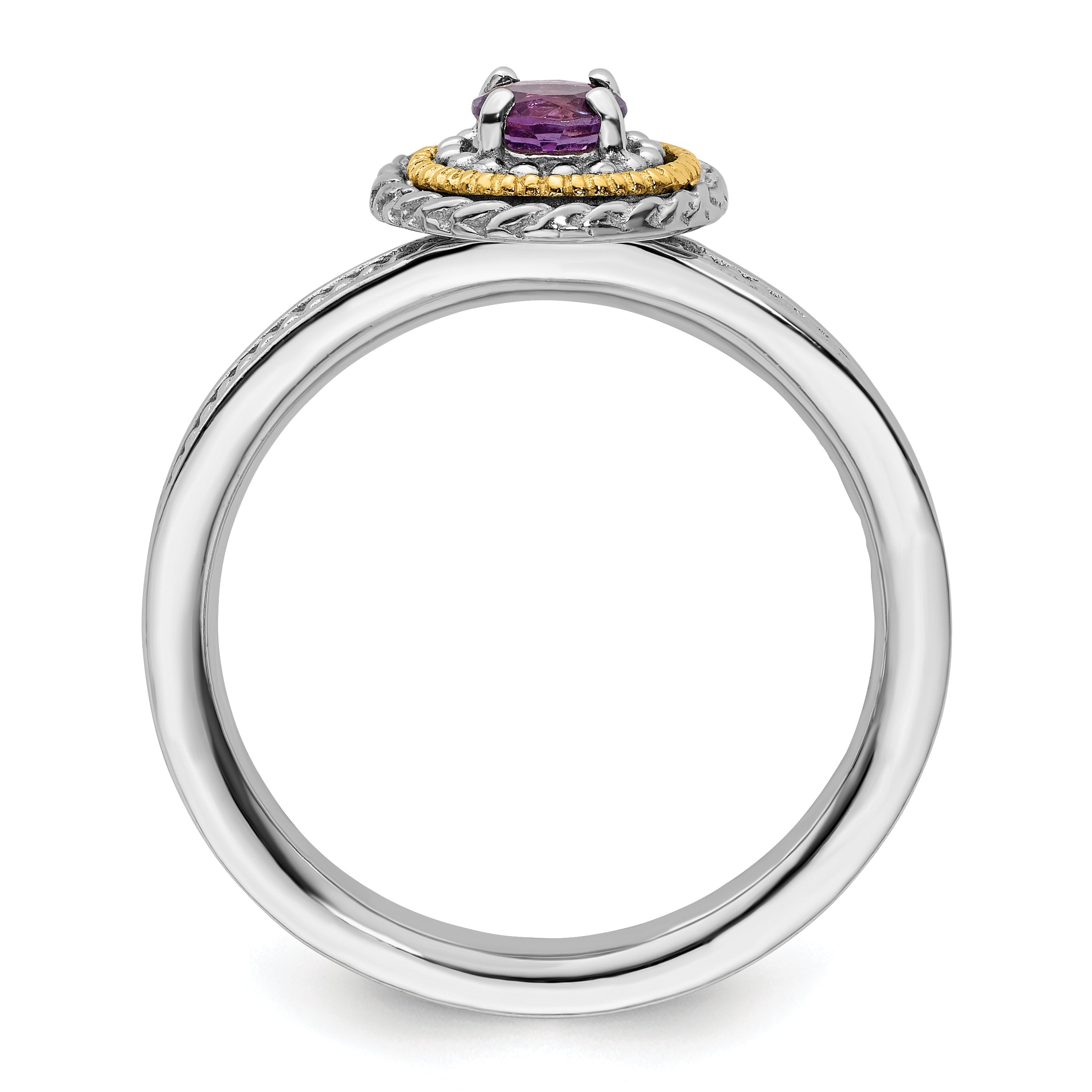 14K/silver Bicolor Sterlingsilber & 14K Stapelbar Expressions Amethyst Ring