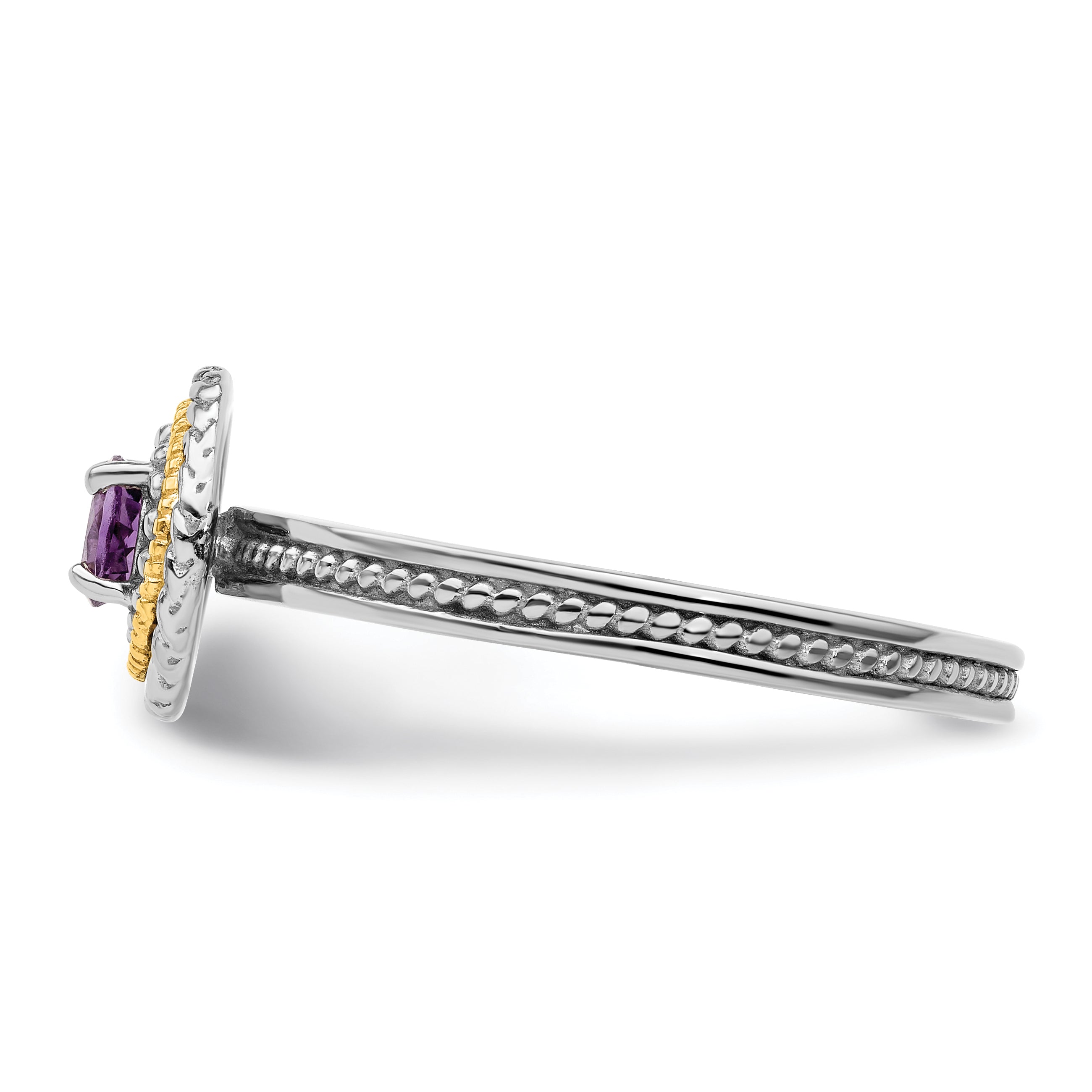 14K/silver Bicolor Sterlingsilber & 14K Stapelbar Expressions Amethyst Ring