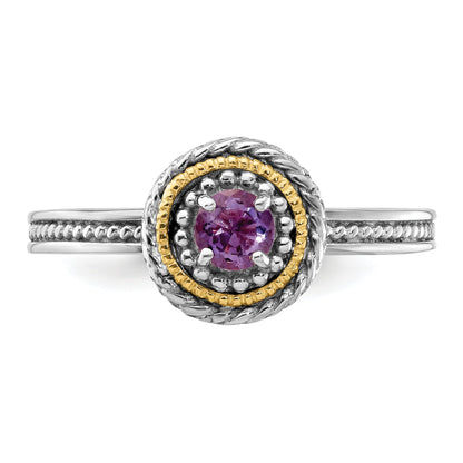 14K/silver Bicolor Sterlingsilber & 14K Stapelbar Expressions Amethyst Ring