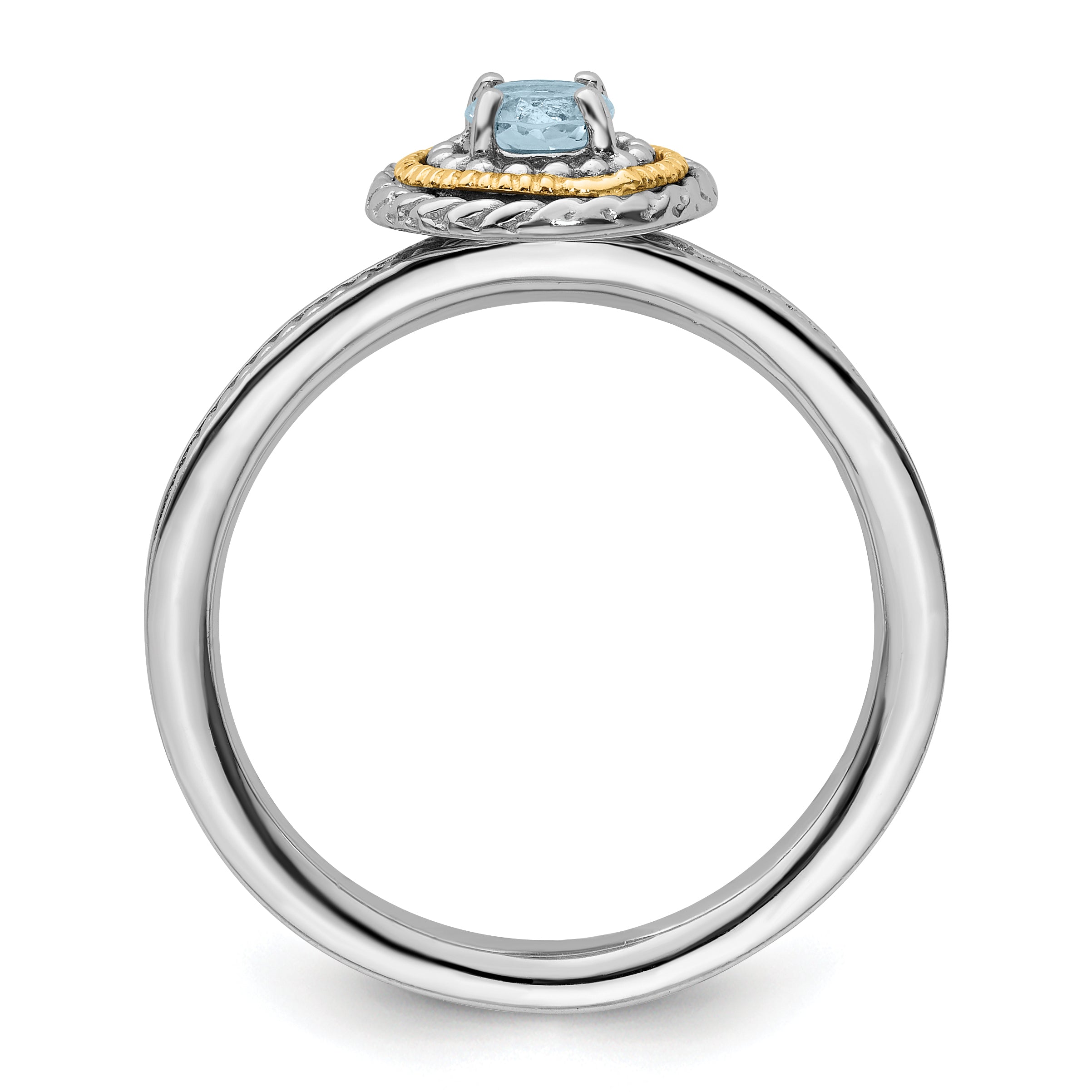 14K/silver Bicolor Sterlingsilber & 14K Expressions Aquamarin Ring