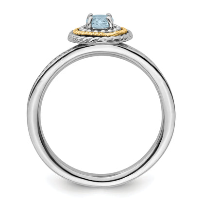 14K/silver Bicolor Sterlingsilber & 14K Expressions Aquamarin Ring