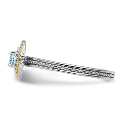 14K/silver Bicolor Sterlingsilber & 14K Expressions Aquamarin Ring