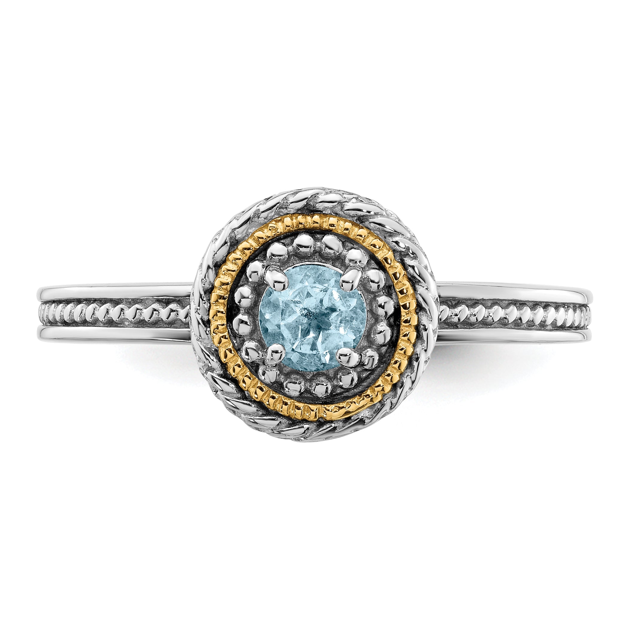 14K/silver Bicolor Sterlingsilber & 14K Expressions Aquamarin Ring