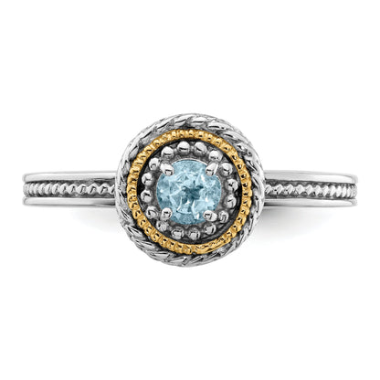 14K/silver Bicolor Sterlingsilber & 14K Expressions Aquamarin Ring
