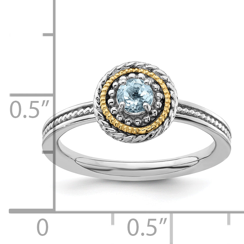 14K/silver Bicolor Sterlingsilber & 14K Expressions Aquamarin Ring