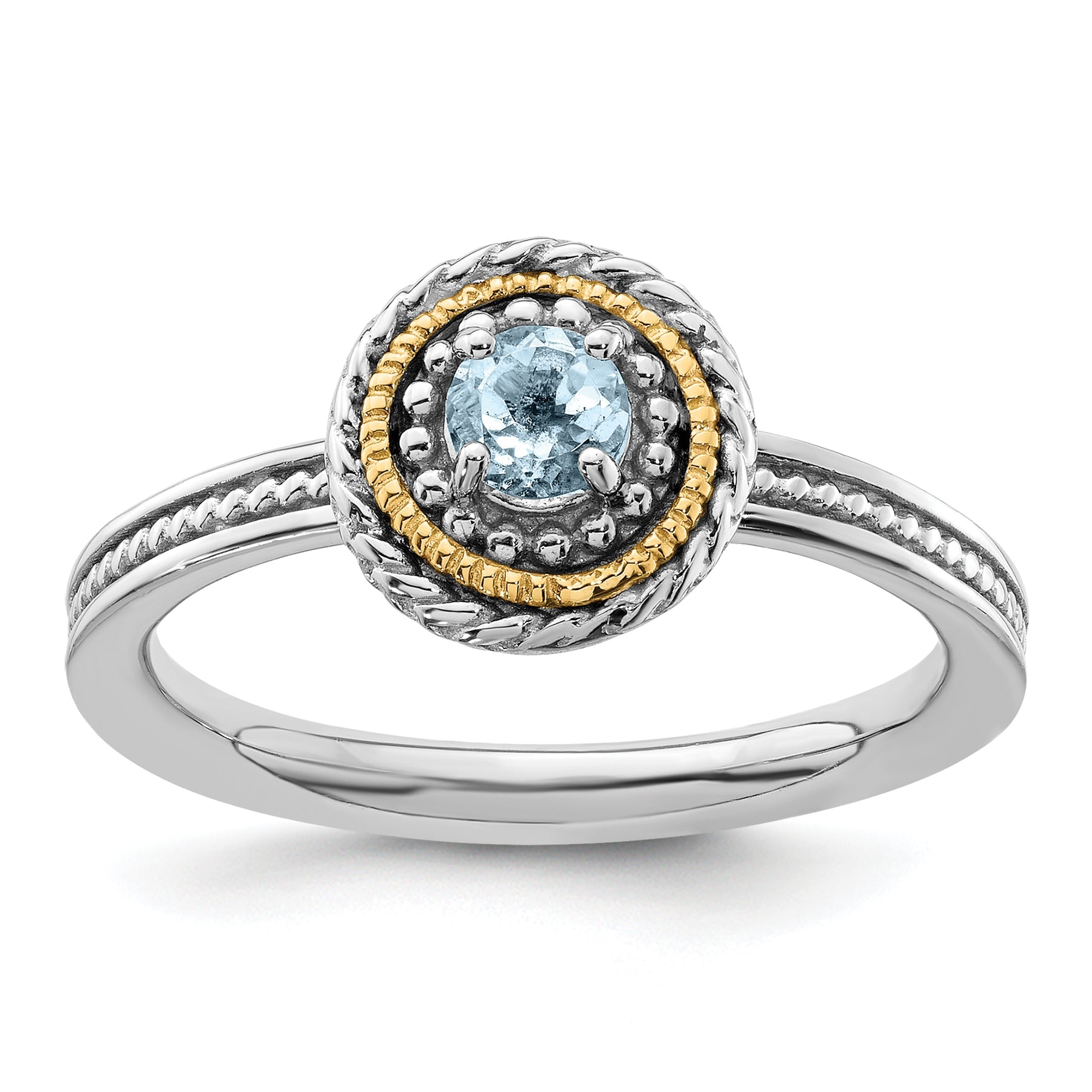 14K/silver Bicolor Sterlingsilber & 14K Expressions Aquamarin Ring