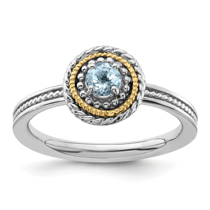 14K/silver Bicolor Sterlingsilber & 14K Expressions Aquamarin Ring