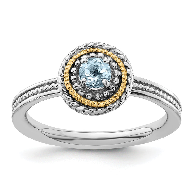 14K/silver Bicolor Sterlingsilber & 14K Expressions Aquamarin Ring