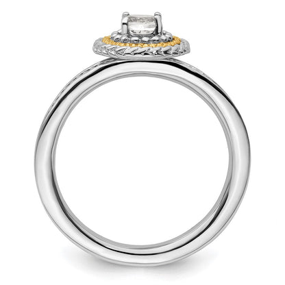 14K/silver Bicolor Sterlingsilber & 14K Stapelbar Expressions Weiß Topas Ring