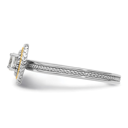 14K/silver Bicolor Sterlingsilber & 14K Stapelbar Expressions Weiß Topas Ring