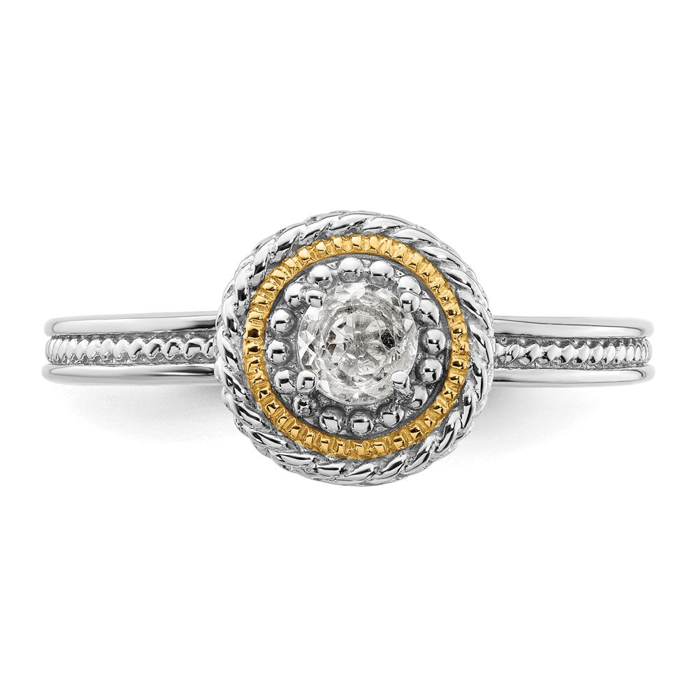 14K/silver Bicolor Sterlingsilber & 14K Stapelbar Expressions Weiß Topas Ring