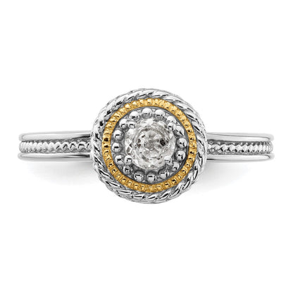 14K/silver Bicolor Sterlingsilber & 14K Stapelbar Expressions Weiß Topas Ring