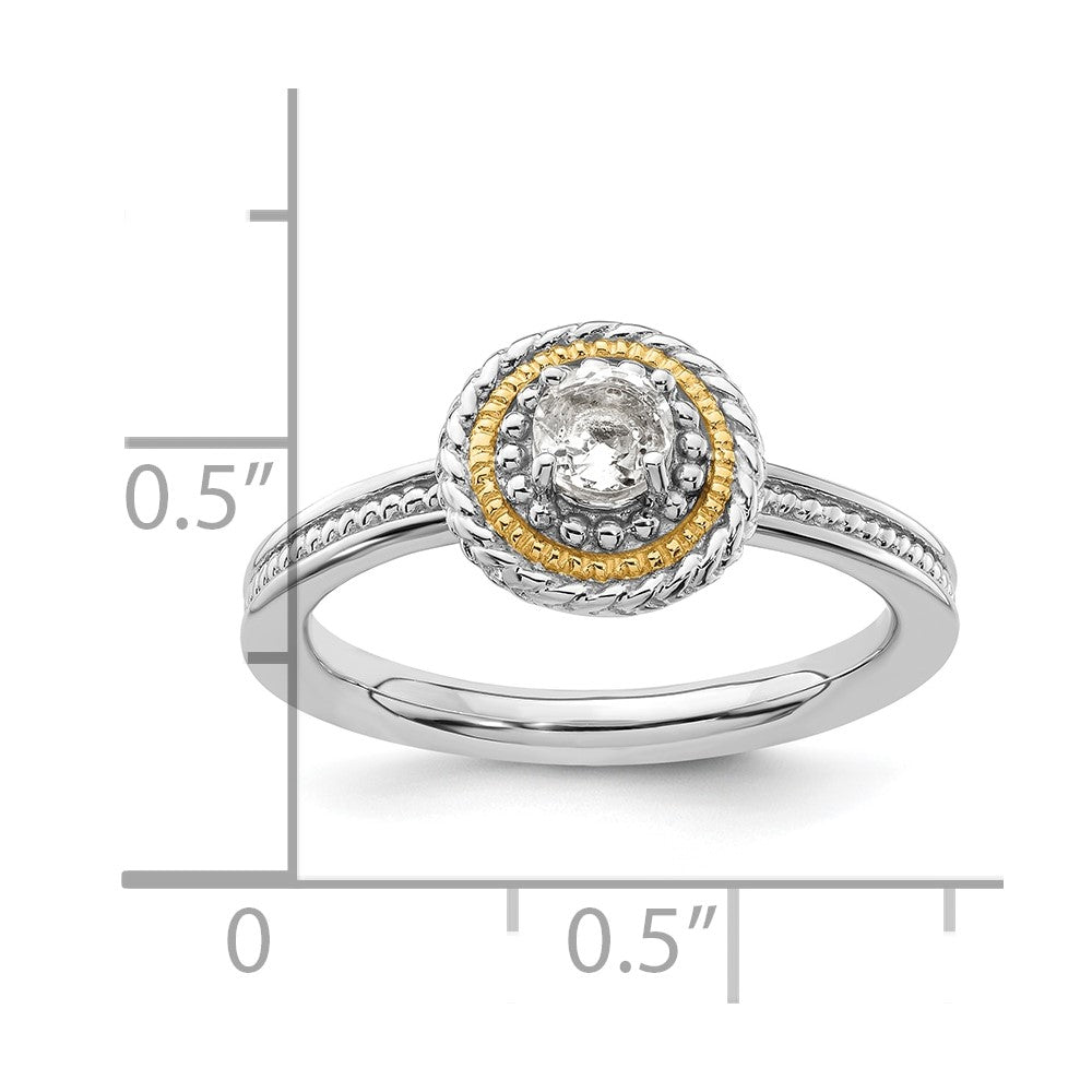 14K/silver Bicolor Sterlingsilber & 14K Stapelbar Expressions Weiß Topas Ring