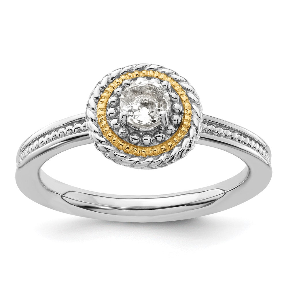 14K/silver Bicolor Sterlingsilber & 14K Stapelbar Expressions Weiß Topas Ring
