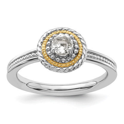 14K/silver Bicolor Sterlingsilber & 14K Stapelbar Expressions Weiß Topas Ring