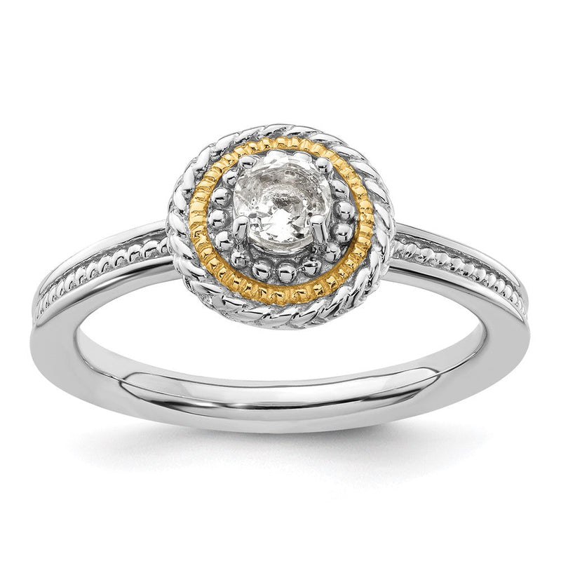 14K/silver Bicolor Sterlingsilber & 14K Stapelbar Expressions Weiß Topas Ring