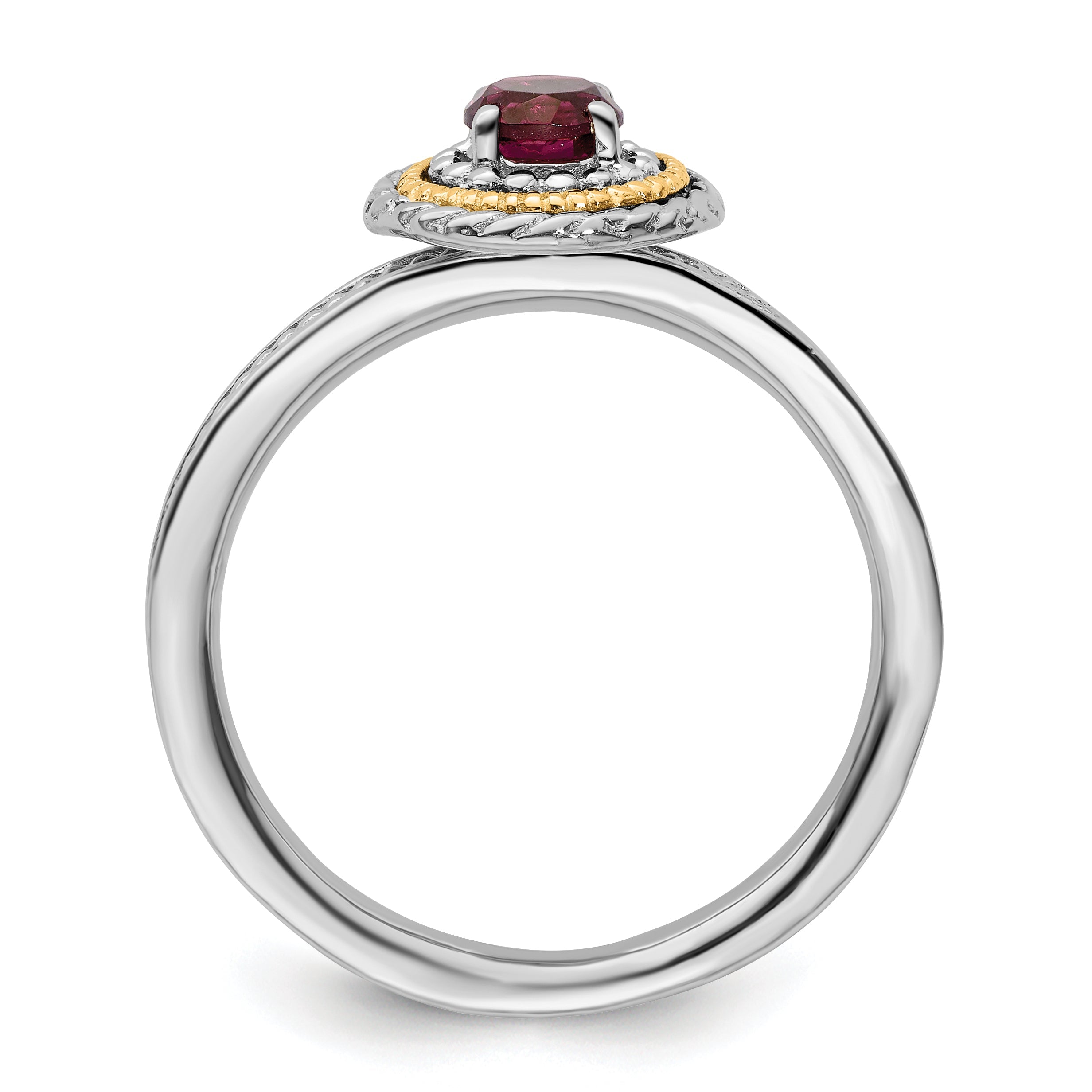 14K/silver Bicolor Sterlingsilber & 14K Stapelbar Expressions Rhodolith Granat Ring