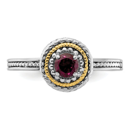 14K/silver Bicolor Sterlingsilber & 14K Stapelbar Expressions Rhodolith Granat Ring