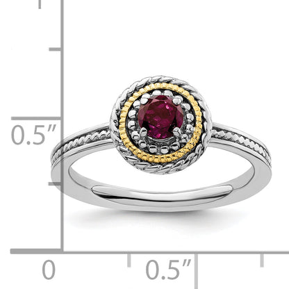 14K/silver Bicolor Sterlingsilber & 14K Stapelbar Expressions Rhodolith Granat Ring