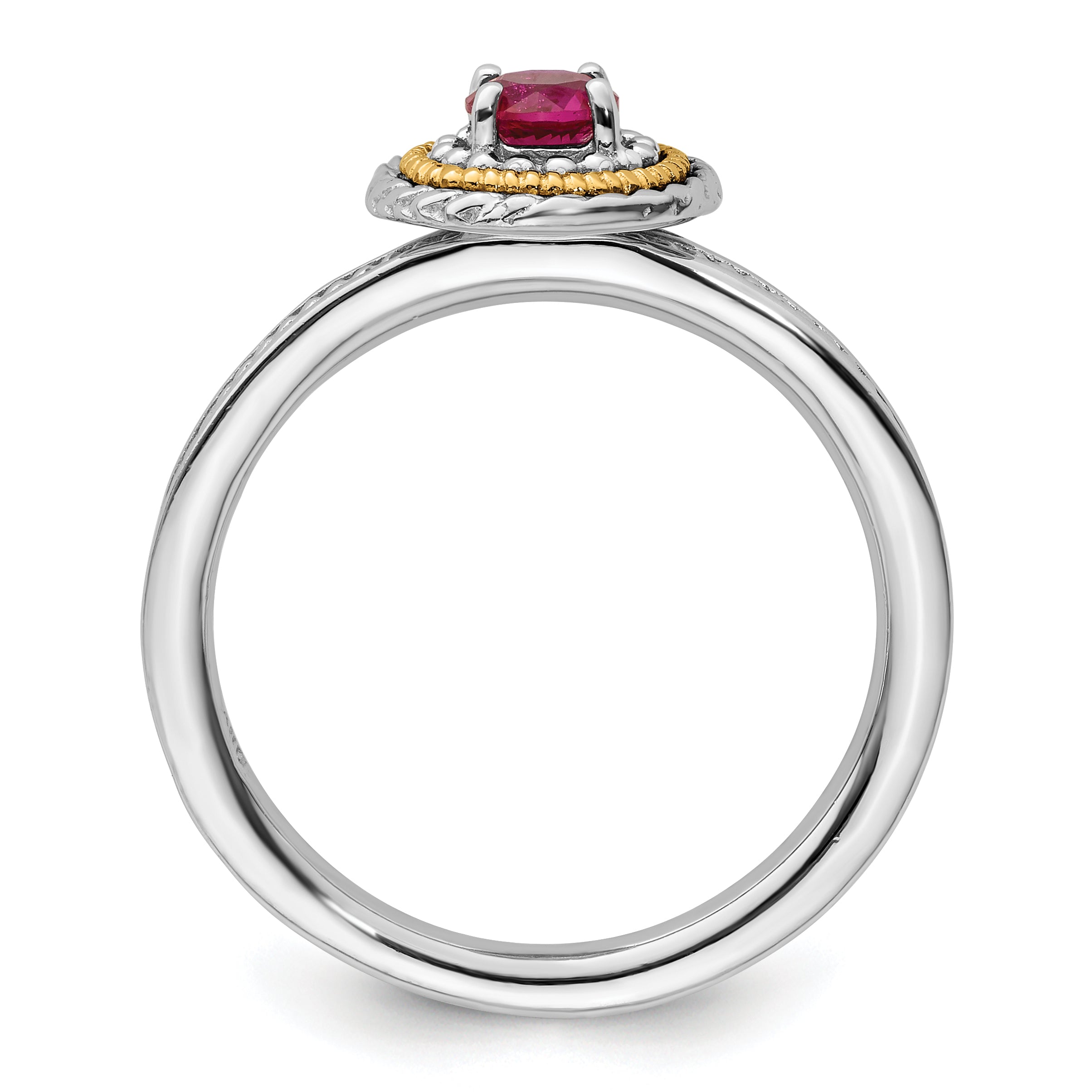 14K/silver Bicolor Sterlingsilber & 14K Stapelbar Expressions Erzeugt Rubin Ring