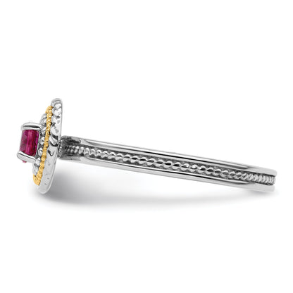 14K/silver Bicolor Sterlingsilber & 14K Stapelbar Expressions Erzeugt Rubin Ring