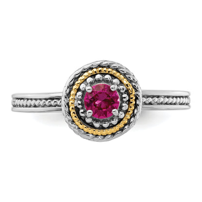 14K/silver Bicolor Sterlingsilber & 14K Stapelbar Expressions Erzeugt Rubin Ring