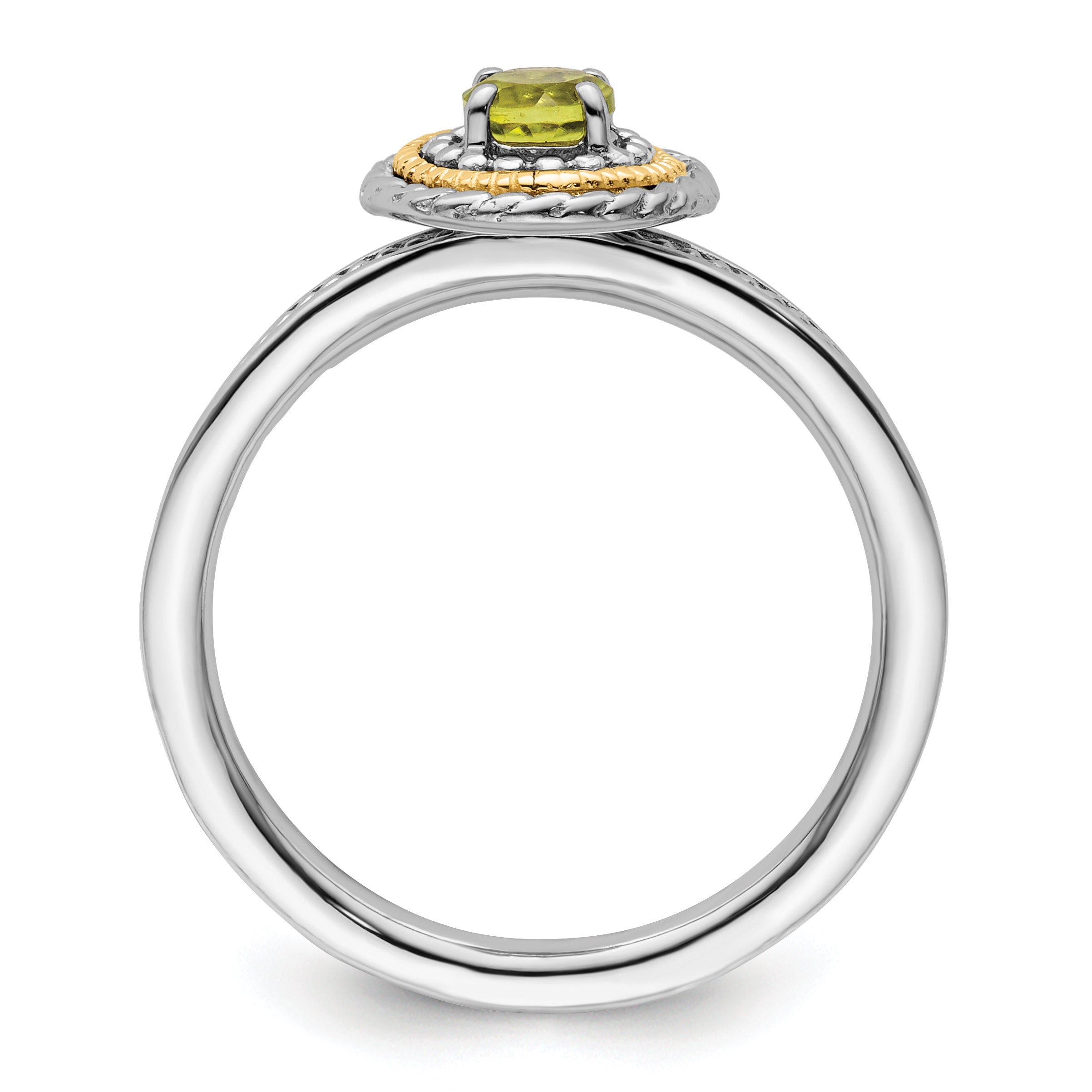 14K/silver Bicolor Sterlingsilber & 14K Stapelbar Expressions Peridot Ring