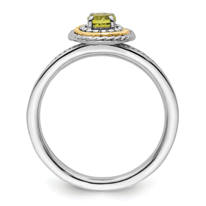 14K/silver Bicolor Sterlingsilber & 14K Stapelbar Expressions Peridot Ring