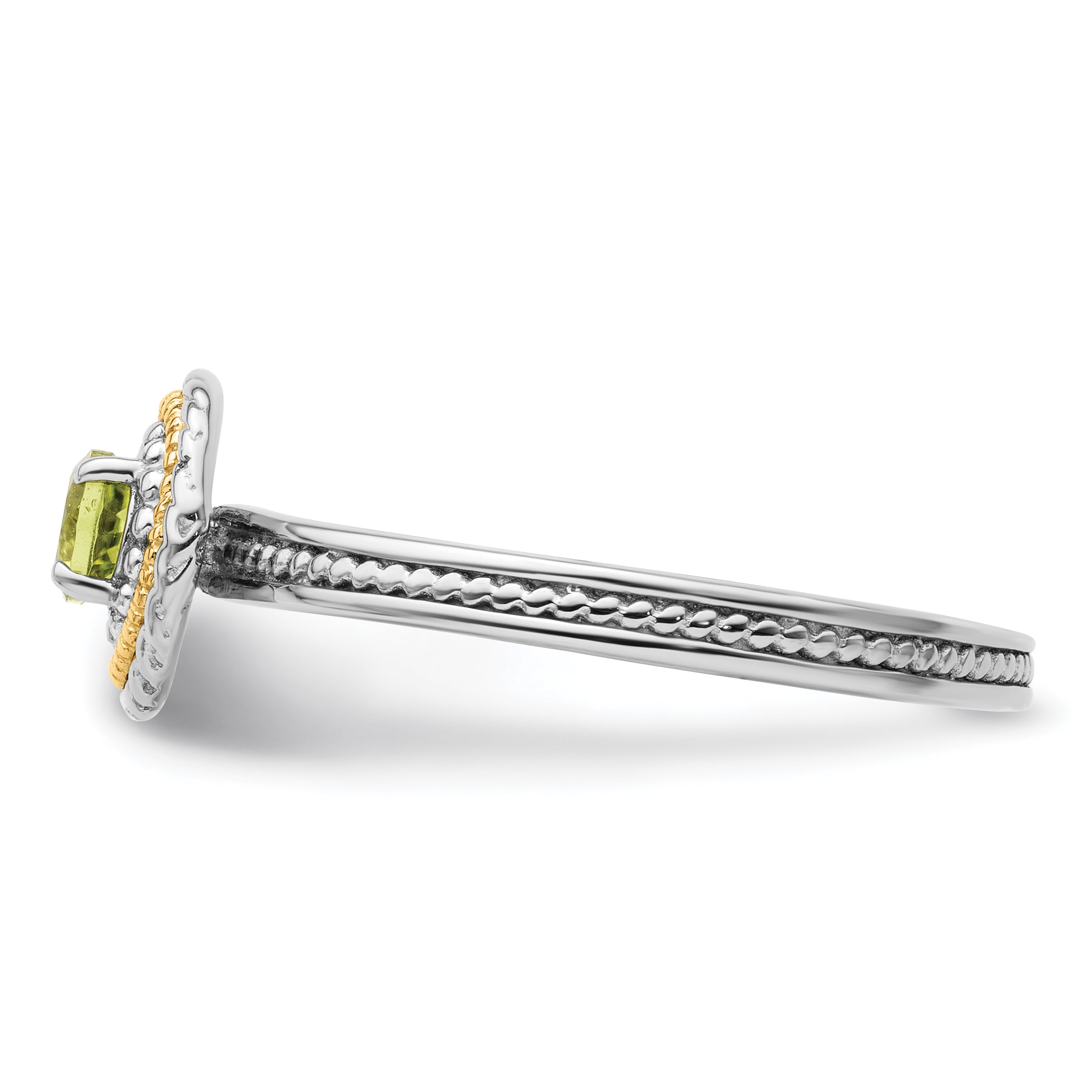 14K/silver Bicolor Sterlingsilber & 14K Stapelbar Expressions Peridot Ring