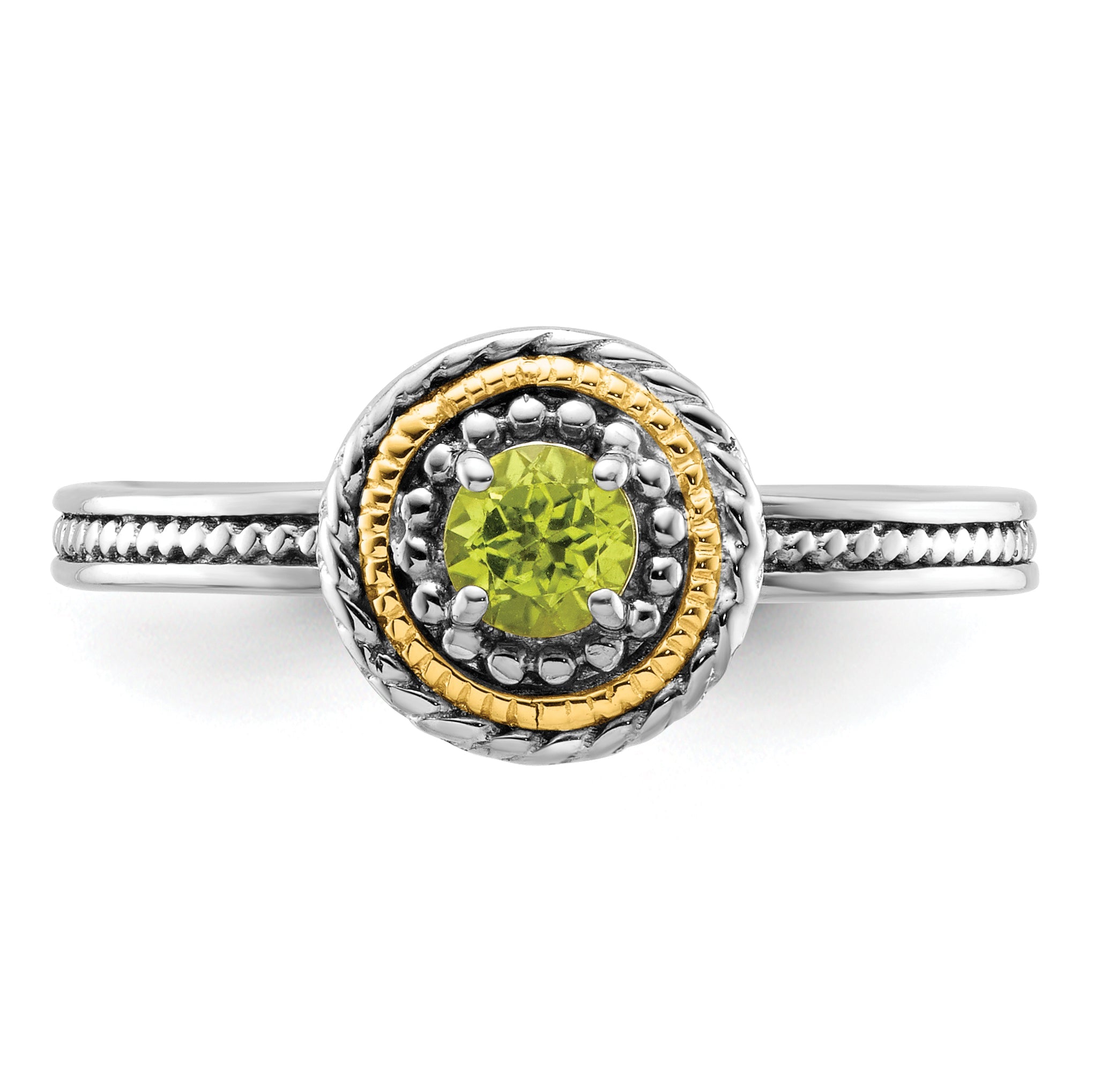 14K/silver Bicolor Sterlingsilber & 14K Stapelbar Expressions Peridot Ring