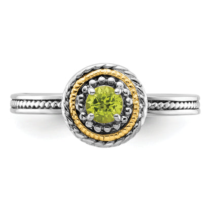 14K/silver Bicolor Sterlingsilber & 14K Stapelbar Expressions Peridot Ring
