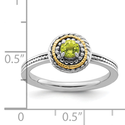 14K/silver Bicolor Sterlingsilber & 14K Stapelbar Expressions Peridot Ring