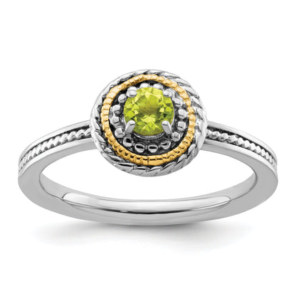 14K/silver Bicolor Sterlingsilber & 14K Stapelbar Expressions Peridot Ring