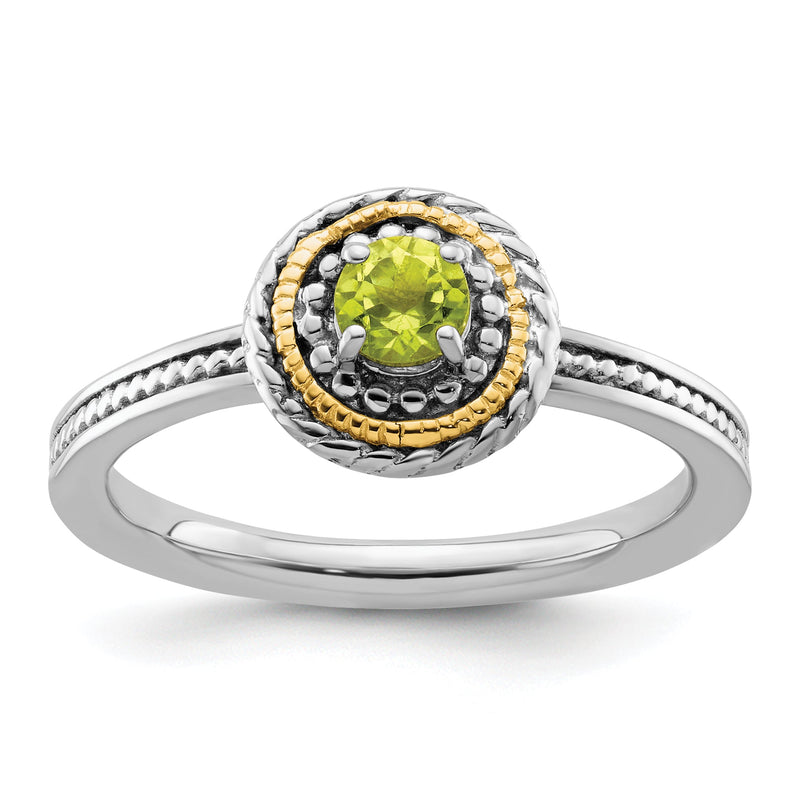 14K/silver Bicolor Sterlingsilber & 14K Stapelbar Expressions Peridot Ring