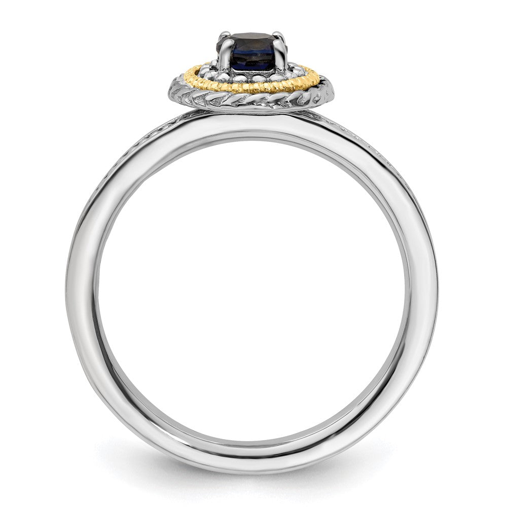 14K/silver Bicolor Sterlingsilber & 14K Stapelbar Expressions Erzeugt Saphir Ring