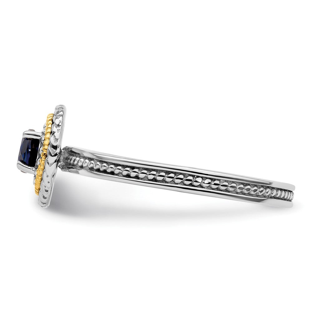 14K/silver Bicolor Sterlingsilber & 14K Stapelbar Expressions Erzeugt Saphir Ring