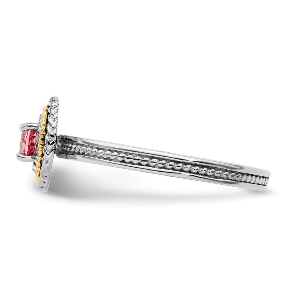 14K/silver Bicolor Sterlingsilber & 14K Stapelbar Expressions Rosa Turmalin Ring